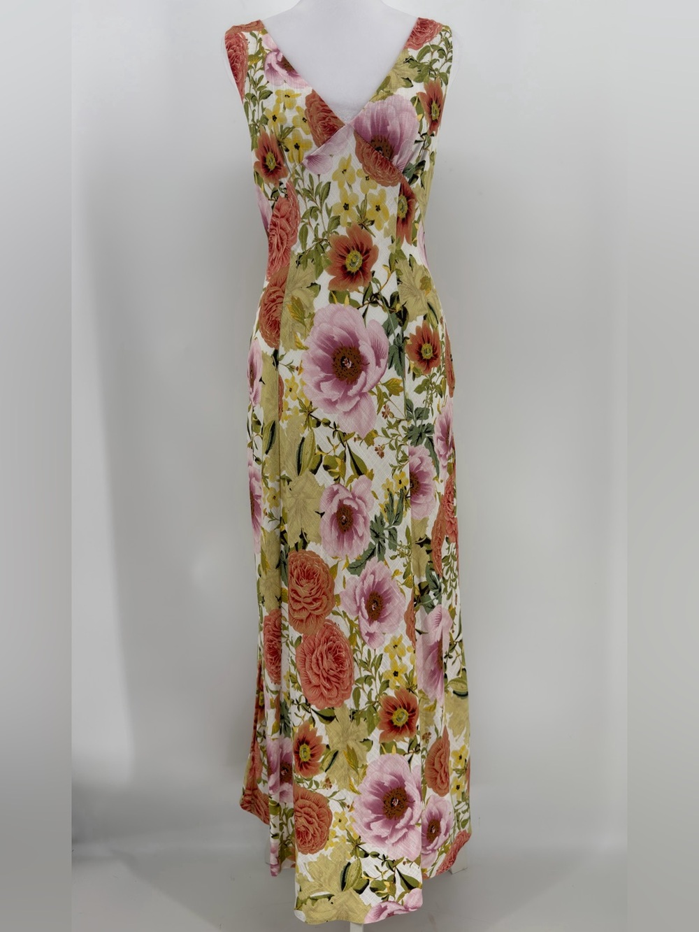 Paper Heart Floral Linen Blend Maxi Dress Size Medium Cottagecore Boho